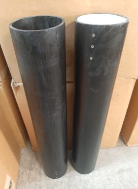6″ tube 36″ long 4 1/2″ plug