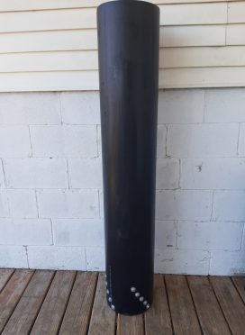 10″ SDR32.5 tube 60″ long. 8″ end grain plug