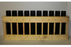 2.5″ rack with 10 tubes 16″ long. 3/4″ divider between each tube