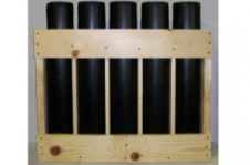 5″ rack with 5 tubes, 30″ long. 3/4″ divider between each tube